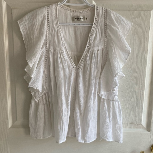 Magali Pascal 100% cotton white blouse. Size S. In excellent condition. - Picture 1 of 8